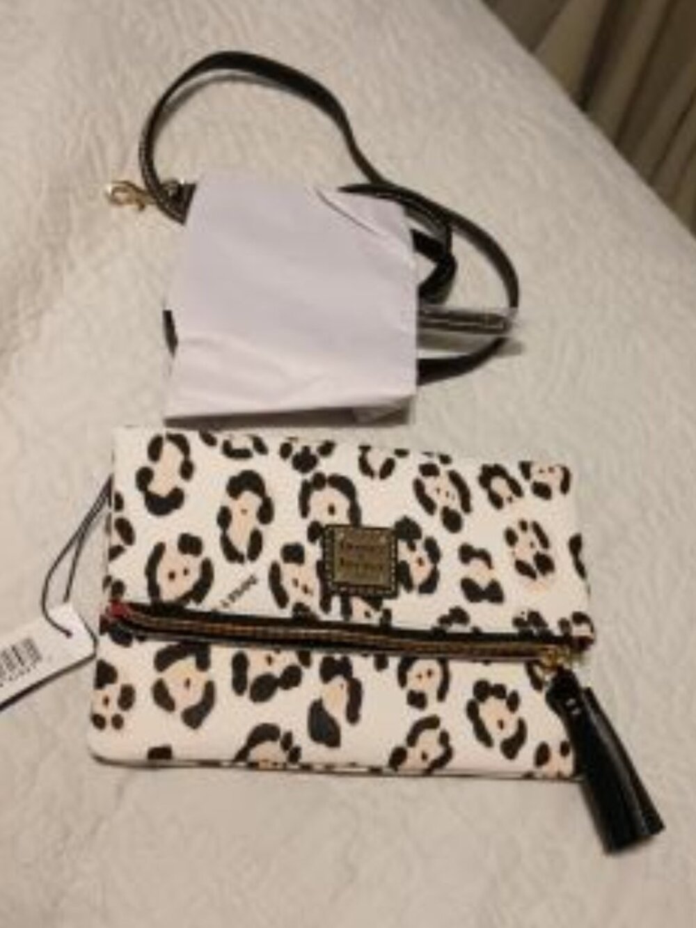 NEW Dooney & Bourke Pebble Grain Foldover Zip Crossbody Leopard - Picture 2 of 10